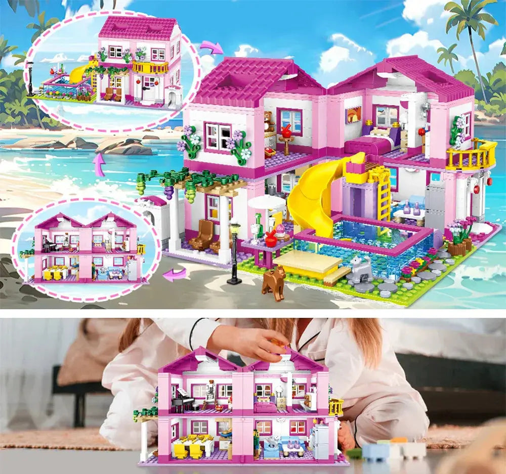 City Villa Castle Building Blocks Set With Pool Wholesale Hub