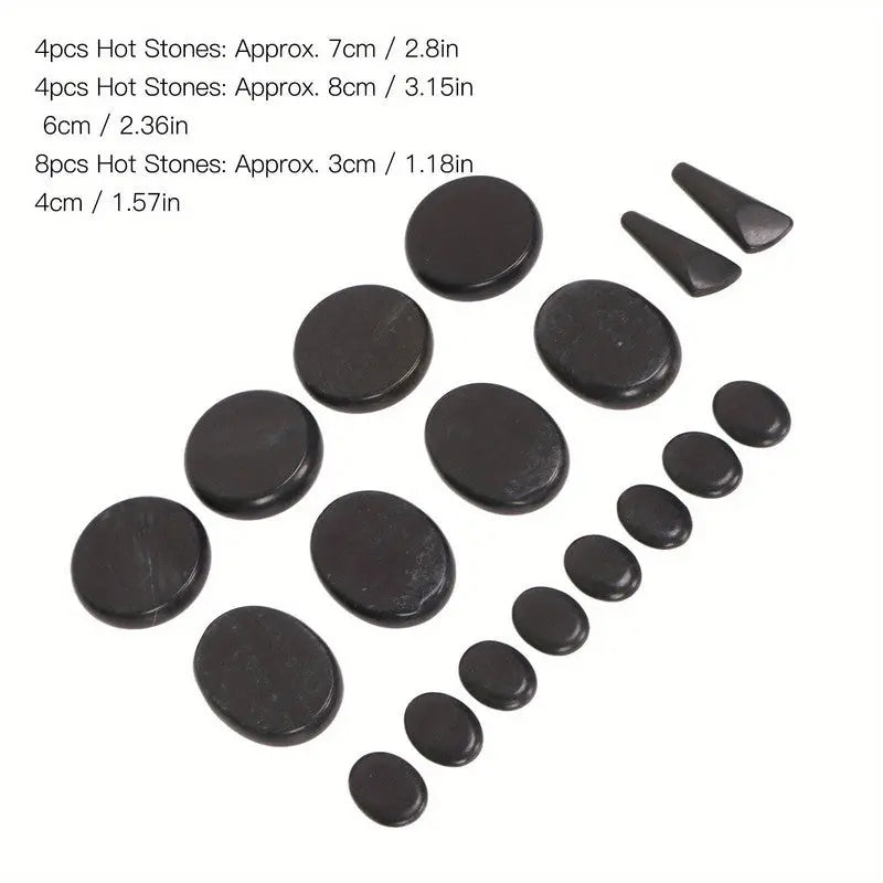 18Pcs Heated Basalt Massage Stones With Warmer Box Wholesale Hub