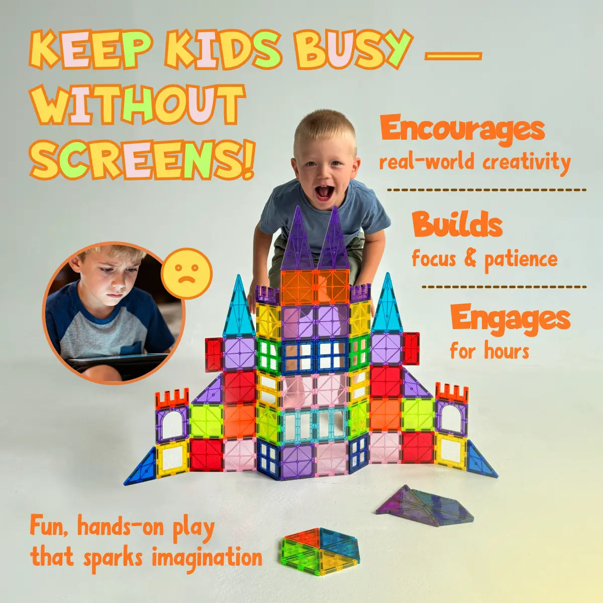 Sixty Pieces Magnetic Tiles Building Set Wholesale Hub