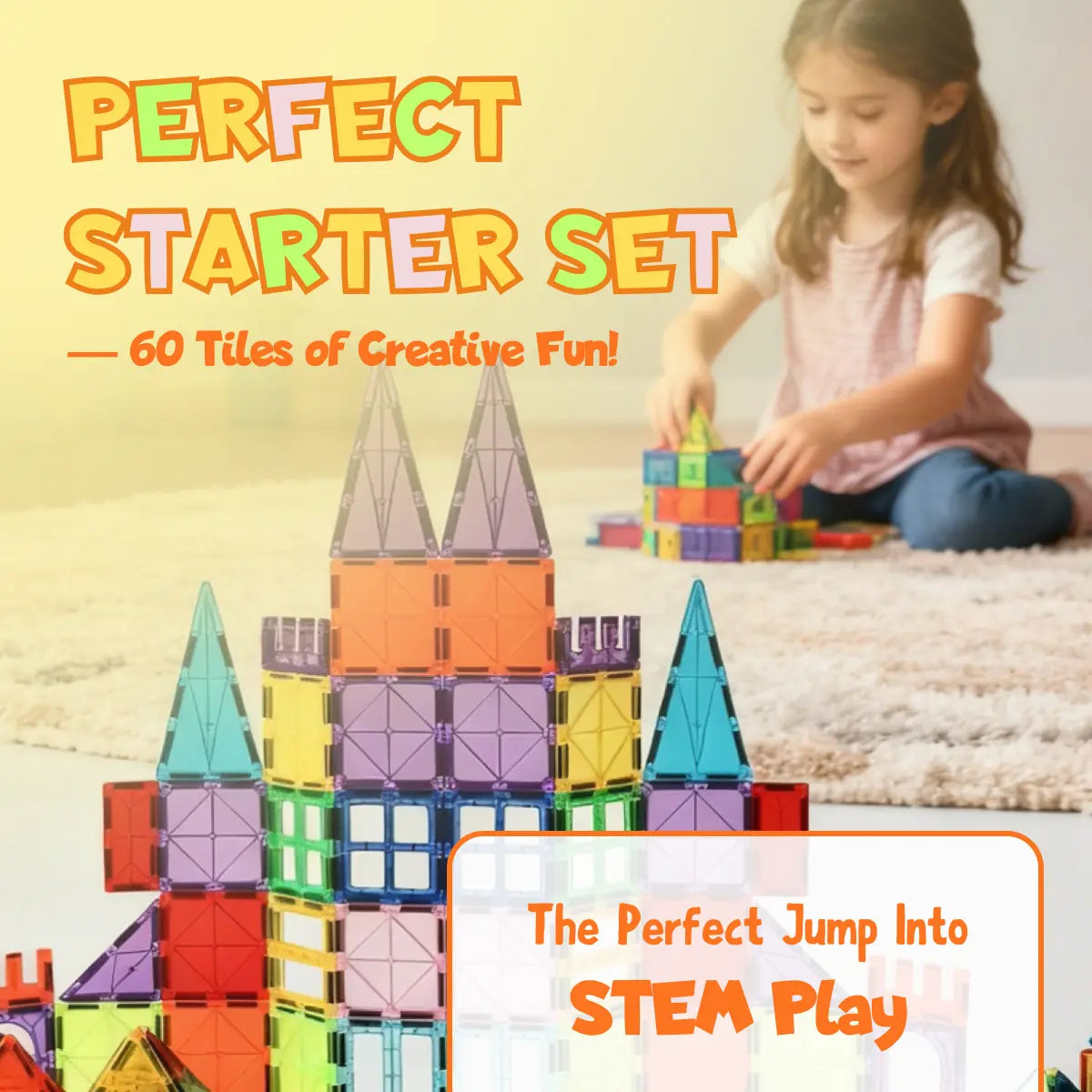Sixty Pieces Magnetic Tiles Building Set Wholesale Hub