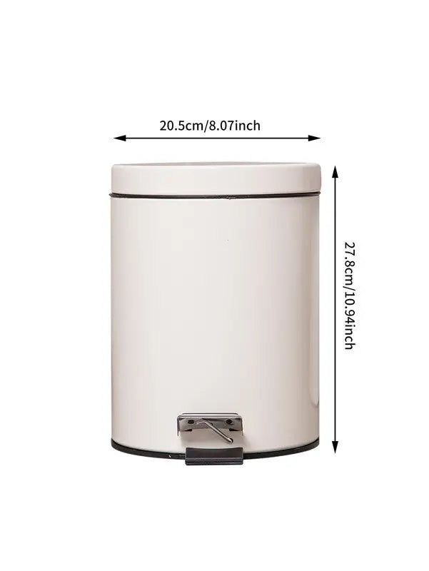 5L Round Lidded Trash Can Foot Pedal Garbage Bin for Kitchen Bathroom Hotel-White Wholesale Hub