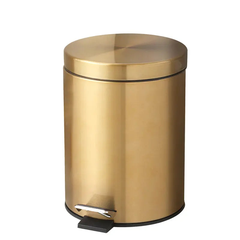 5L Stainless Steel Round Trash Can With Lid And Foot Pedal for Household Kitchen Hotel-Champagne Gold Wholesale Hub