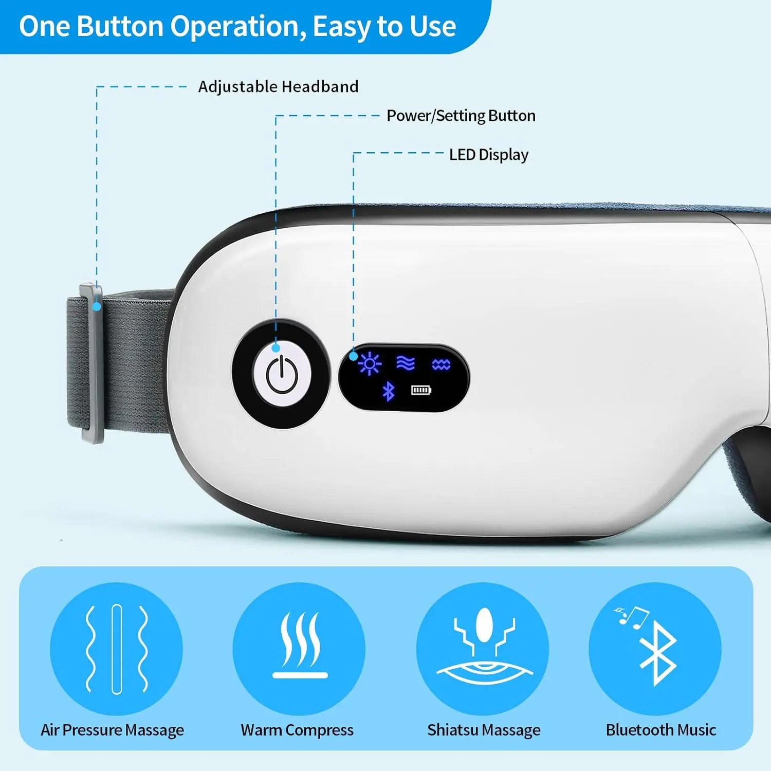 Eye Massager with Heat, Vibration and Warm Compress, Smart Sleeping Eyes Mask with Bluetooth Can Connect with Phone for Music Wholesale Hub