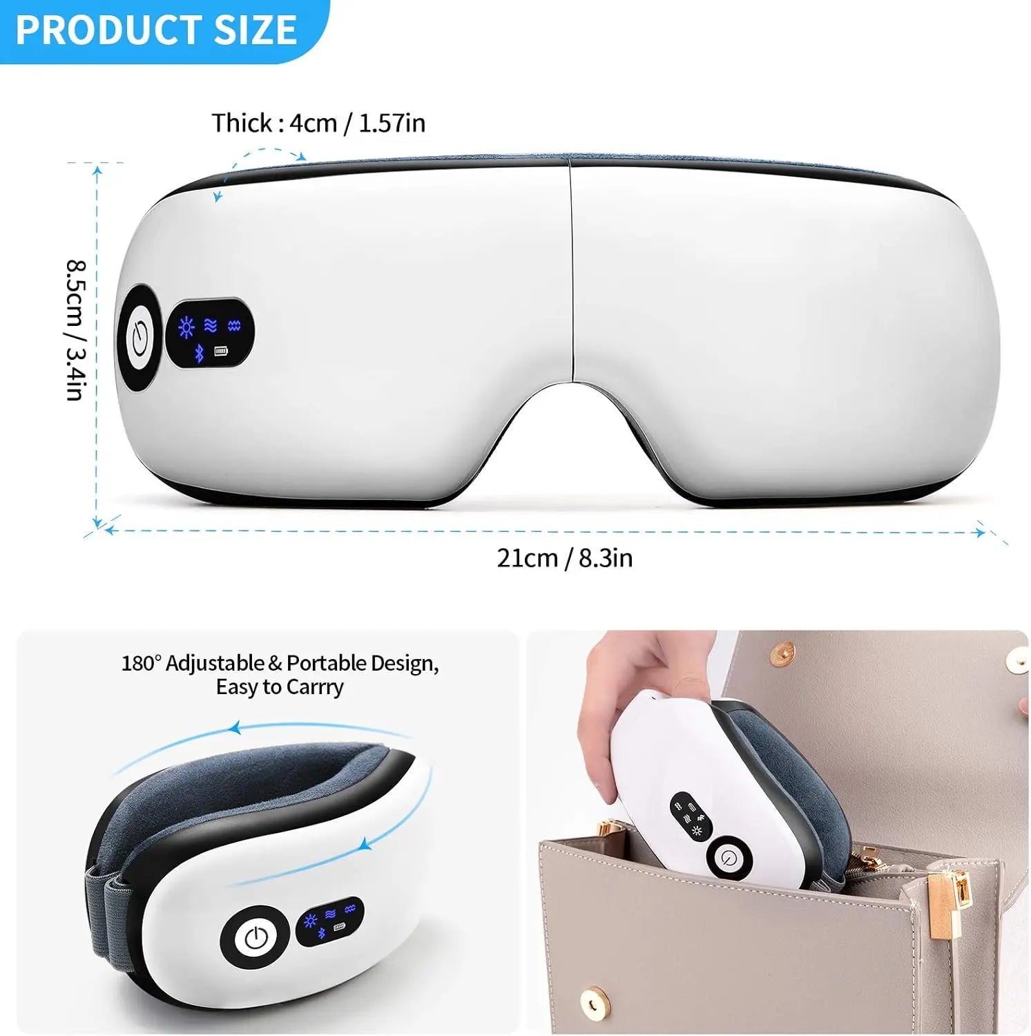 Eye Massager with Heat, Vibration and Warm Compress, Smart Sleeping Eyes Mask with Bluetooth Can Connect with Phone for Music Wholesale Hub