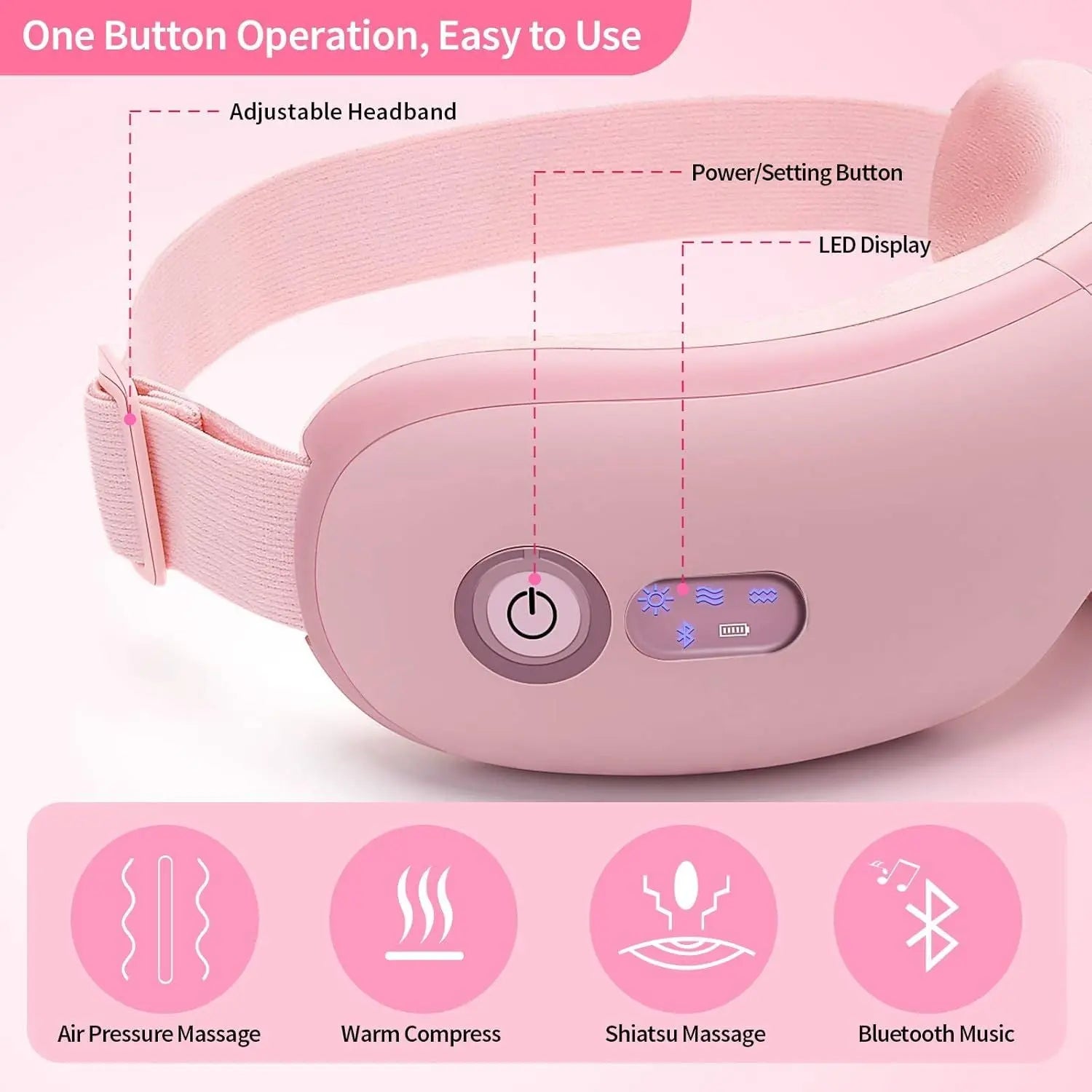 Eye Massager with Heat, Vibration and Warm Compress, Smart Sleeping Eyes Mask with Bluetooth Can Connect with Phone for Music,Gift for Mother's Day Wholesale Hub