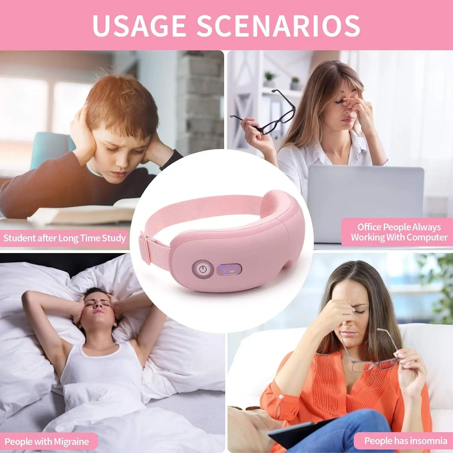 Eye Massager with Heat, Vibration and Warm Compress, Smart Sleeping Eyes Mask with Bluetooth Can Connect with Phone for Music,Gift for Mother's Day Wholesale Hub