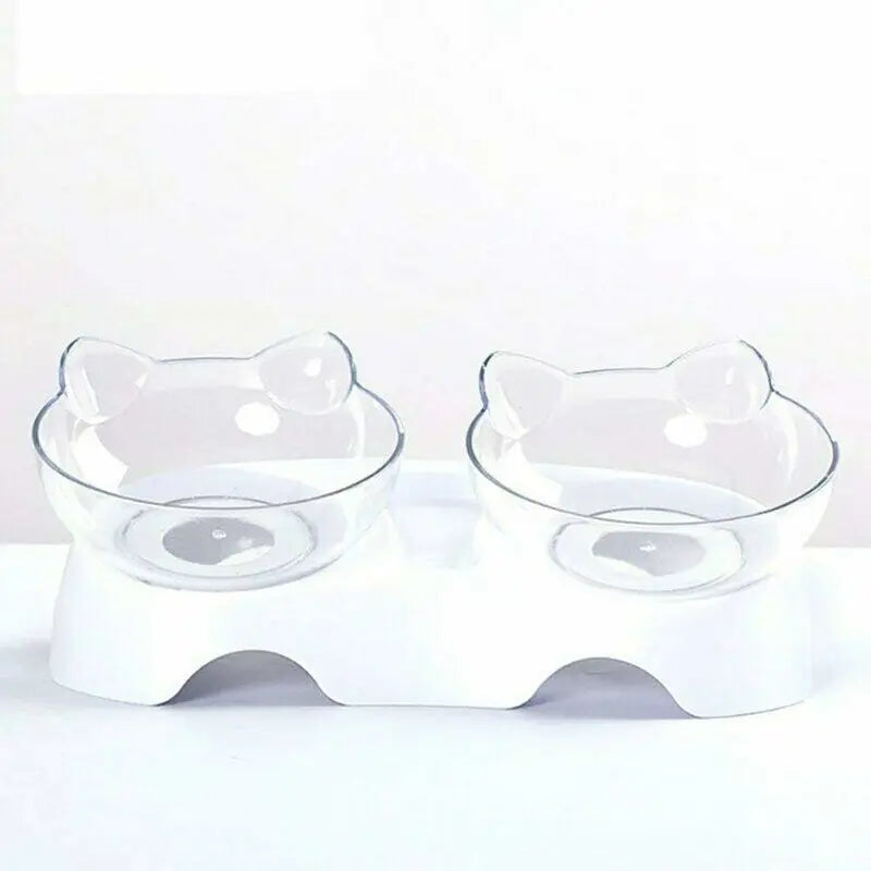 Double Cat Bowls, Orthopedic Pet Bowl Anti-vomiting, Cat Food Bowl Water Bowl Dog Bowl, Angled Cat Bowl Protects the Spine, 15° Inclined Bowl Wholesale Hub