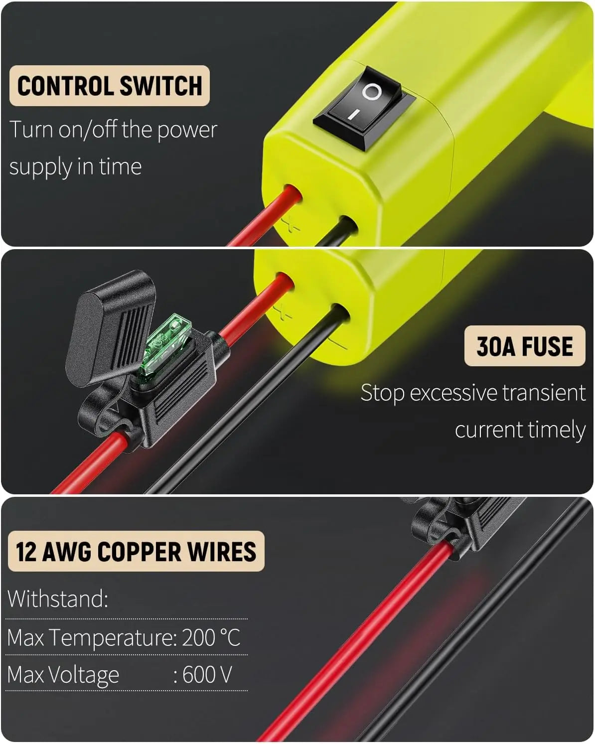 2 Pack Power Wheel Adapter for Ryobi 18 V Battery with Switch, DC Power Adapter, Battery Conversion with Fuse Switch 12 AWG Wires & Wire Terminal Wholesale Hub