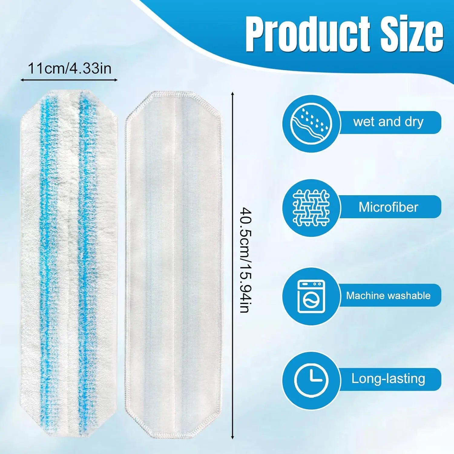 4-Pack Replacement Mop Pads for O-Cedar H2pro Flat Mop System & Vileda | O'Cedar H2 Pro Microfiber Mop Heads Replacements | Washable Reusable Refills | Safe on Wood, Tile, Vinyl Floors Wholesale Hub