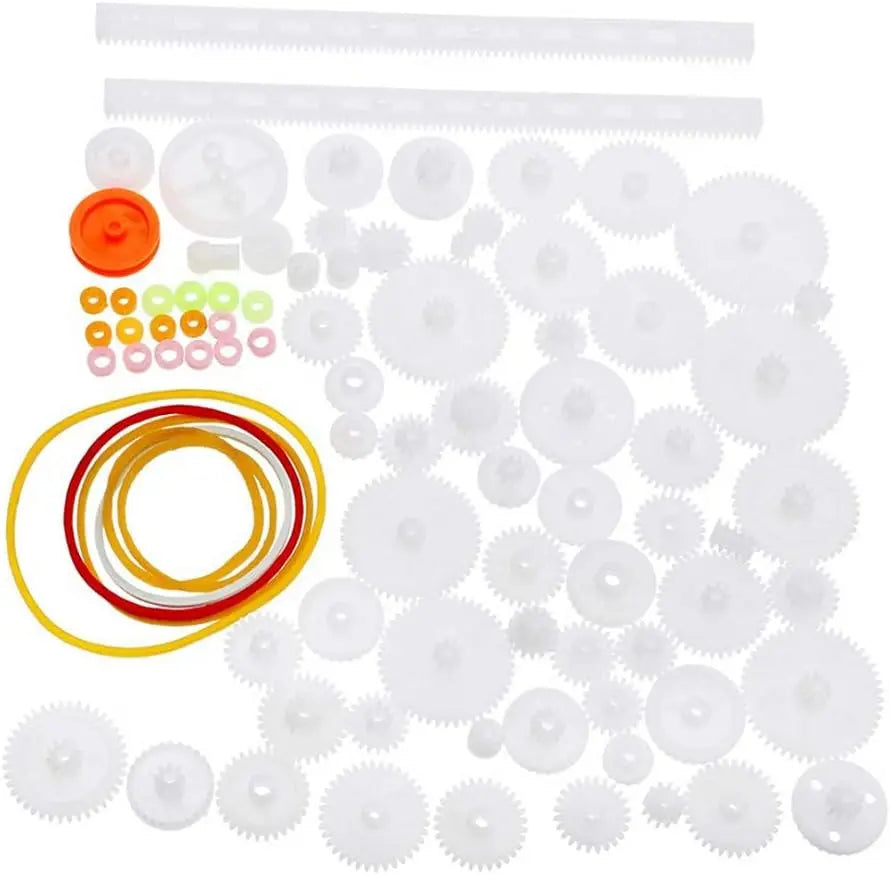 75pcs Mixed Plastic Gearbox Rack Pulley Belt Worm Gear Single & Double-Gear 8-56 Teeth DIY Tool for Robot Repair & Toy Car DIY Kit Wholesale Hub