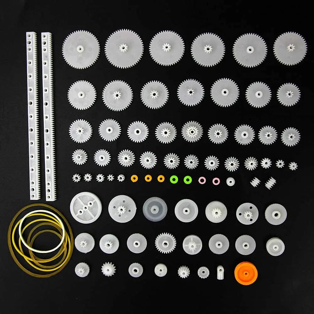 75pcs Mixed Plastic Gearbox Rack Pulley Belt Worm Gear Single & Double-Gear 8-56 Teeth DIY Tool for Robot Repair & Toy Car DIY Kit Wholesale Hub