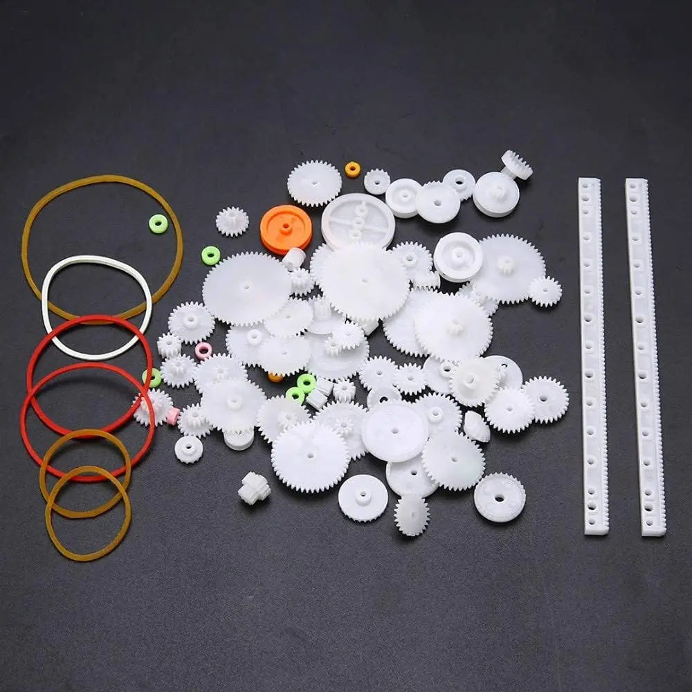 75pcs Mixed Plastic Gearbox Rack Pulley Belt Worm Gear Single & Double-Gear 8-56 Teeth DIY Tool for Robot Repair & Toy Car DIY Kit Wholesale Hub