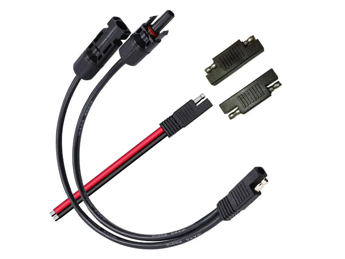 Solar Panel Connectors 10AWG Compatible with MC-4 Solar Connecter to SAE Adapter PV Extension Cable Wire for RV Caravan Solar Panels Battery Charger kit with Two SAE to SAE Polarity Reverse Adapters Wholesale Hub