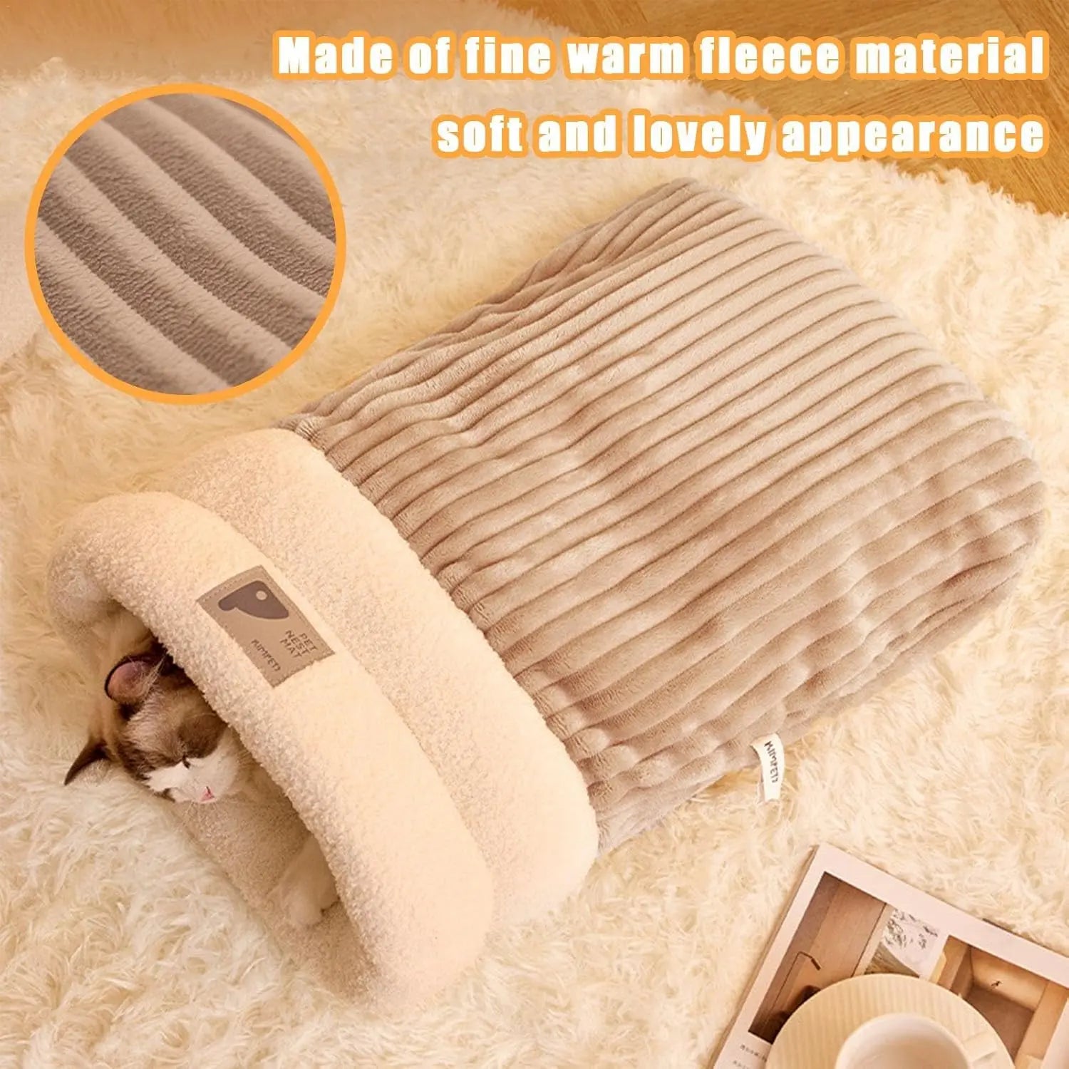 Cozy Cat Sleeping Bag Warm Washable Pet Bed Gray Size L 34x20x20cm Wholesale Hub
