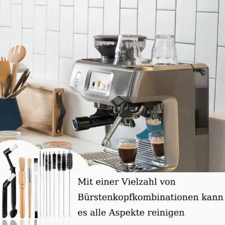 Professional Coffee Machine Cleaning Brush Set | 6-Piece Multi-functional Tool Kit | Includes Dosing Needle / Bent Cleaning Brush / Flat Cleaning Brush / Wooden Handle Cleaning Brush / Metal Handle Cleaning Brush / Bent Brush with Spoon | Suitable for dee Wholesale Hub