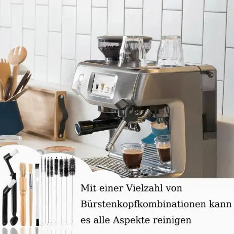 Professional Coffee Machine Cleaning Brush Set | 10-Piece Multifunctional Tool Kit | Includes Long-Handled Spring Brush, Wooden Handle Brush, Cleaning Needle, and Bent Nozzle Brush | Suitable for Deep Cleaning of Coffee Machines, Grinders, and Brewing Hea Wholesale Hub