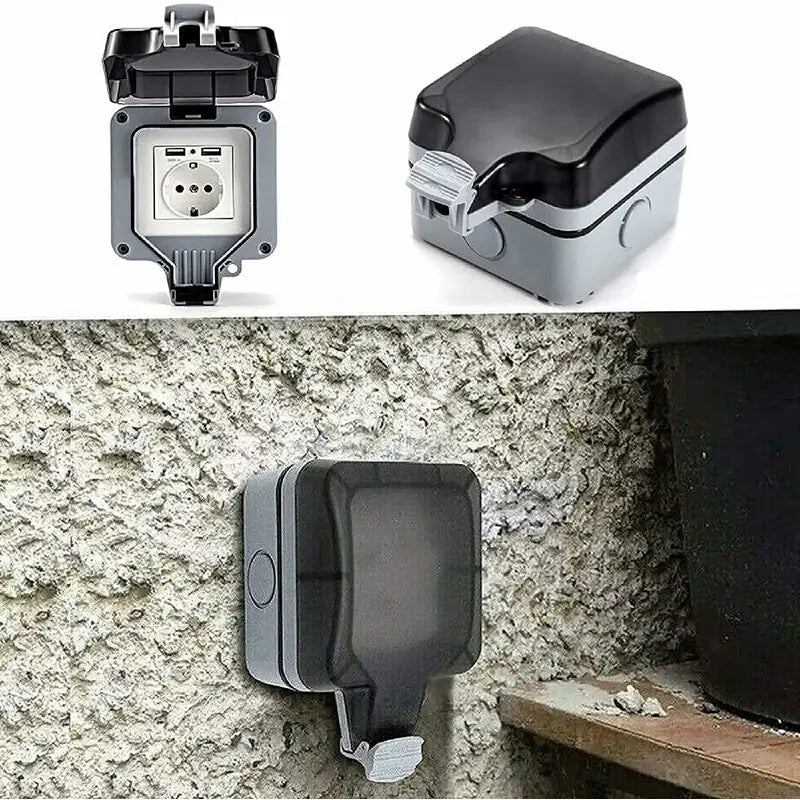 Ip66 Waterproof Socket With Usb Connections Outdoor Electrical Outlet With Cover Wall Socket Box For Garden Garage Wholesale Hub