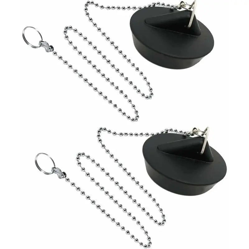 2 Pieces Rubber Sink Plug With Ball Chain Stopper, Universal Stainless Steel Sink Plug With Hook For Kitchen Sink Or Wholesale Hub