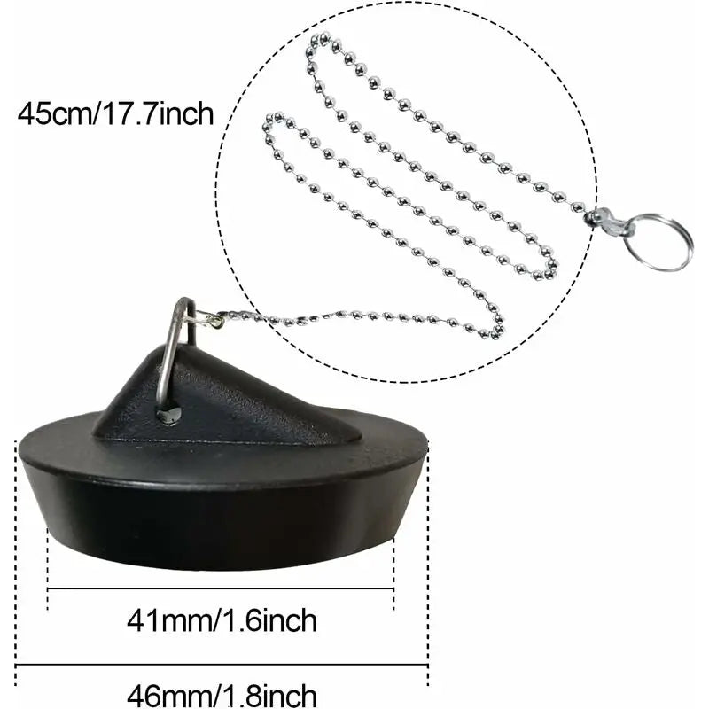 2 Pieces Rubber Sink Plug With Ball Chain Stopper, Universal Stainless Steel Sink Plug With Hook For Kitchen Sink Or Wholesale Hub