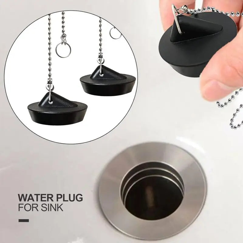 2 Pieces Rubber Sink Plug With Ball Chain Stopper, Universal Stainless Steel Sink Plug With Hook For Kitchen Sink Or Wholesale Hub