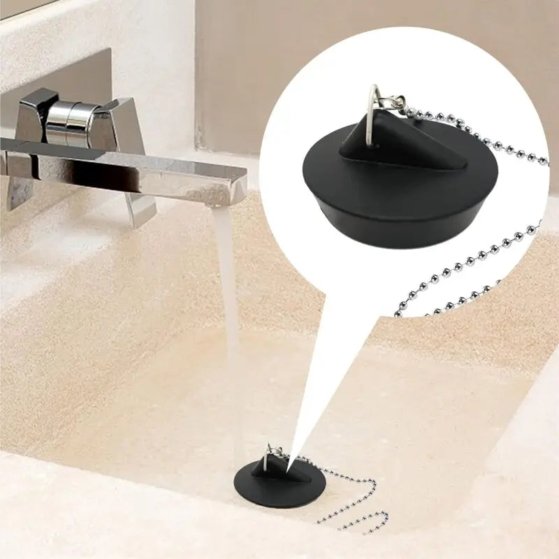 2 Pieces Rubber Sink Plug With Ball Chain Stopper, Universal Stainless Steel Sink Plug With Hook For Kitchen Sink Or Wholesale Hub