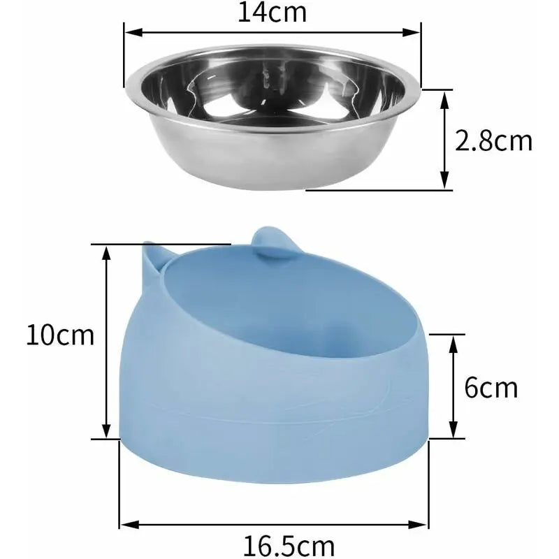 Cat Bowl, Pet Bowl Set, Raised And Tilted Cat Bowl, Small Dog Bowl, Removable Cat And Dog Bowl, 15° Tilted Raised Wholesale Hub