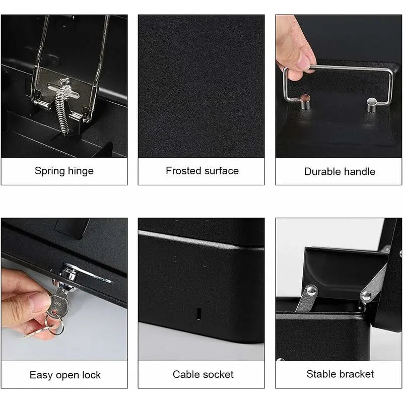 Lockable Metal Money Box Cash, Coin & Security Box Large Cash Box With Lock - New Metal Money Box - Black Wholesale Hub