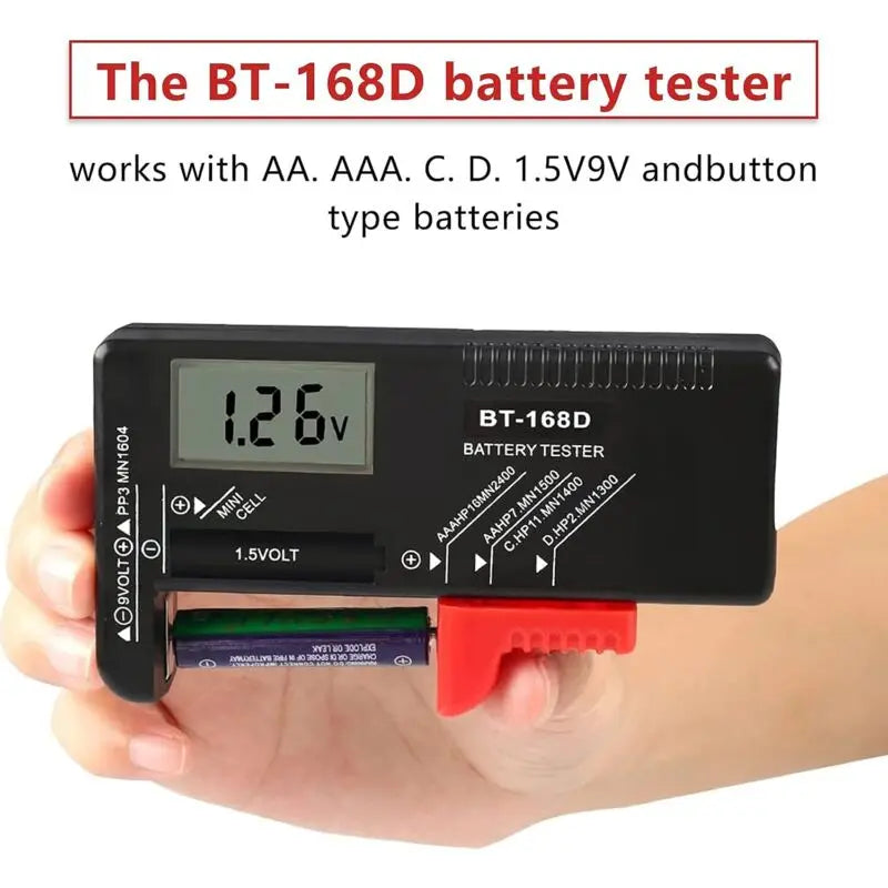Digital Battery Tester, Universal Battery Tester, Battery Tester, For Aa, Aaa, C, D, Pp3, 9V, 1.5V, Button Cell Wholesale Hub
