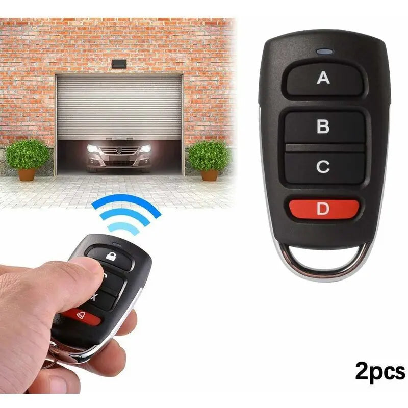 2 Pack Universal Garage Door Cloning Key Fob Remote Control 433Mhz 4 Button Cloner For Garage Door Electric Door Etc Wholesale Hub