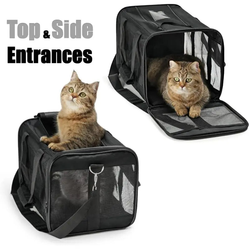Cat Carrier Bag/Dog Carrier Bag For Cats, Small Dogs, Kittens Or Puppies, Soft And Foldable With Wool Mat For Travel By Wholesale Hub