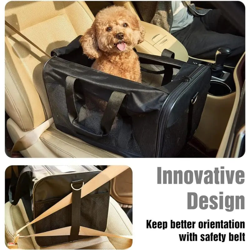 Cat Carrier Bag/Dog Carrier Bag For Cats, Small Dogs, Kittens Or Puppies, Soft And Foldable With Wool Mat For Travel By Wholesale Hub