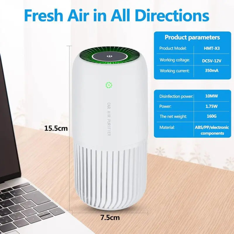 Air Purifier With True Hepa Filter With Uv-C Light, Mini Air Purifier Removes 99.97% Of Smoke Allergens Dust, Air Wholesale Hub