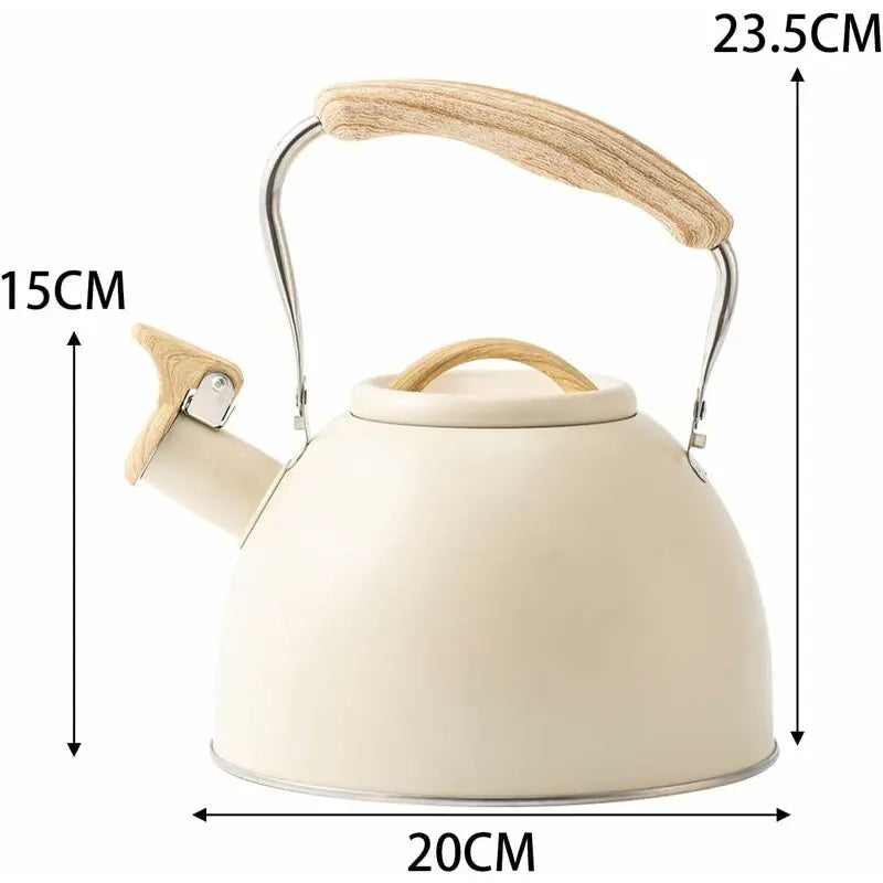 Stainless Steel Tea Kettle With Wooden Handle, 3L Induction Whistling Kettle, Retro Teapot Kettle, Boiler For Electric, Wholesale Hub
