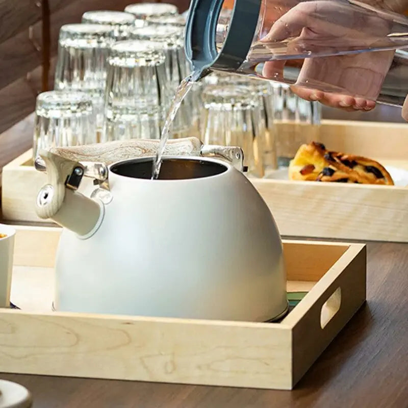 Stainless Steel Tea Kettle With Wooden Handle, 3L Induction Whistling Kettle, Retro Teapot Kettle, Boiler For Electric, Wholesale Hub