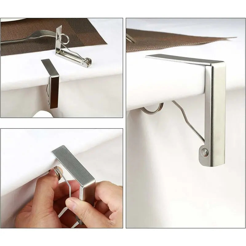 4 pcs Tablecloth Clips Set Stainless Steel Tablecloth Clips Anti-Slip Spring Loaded Tablecloth Holder Wholesale Hub