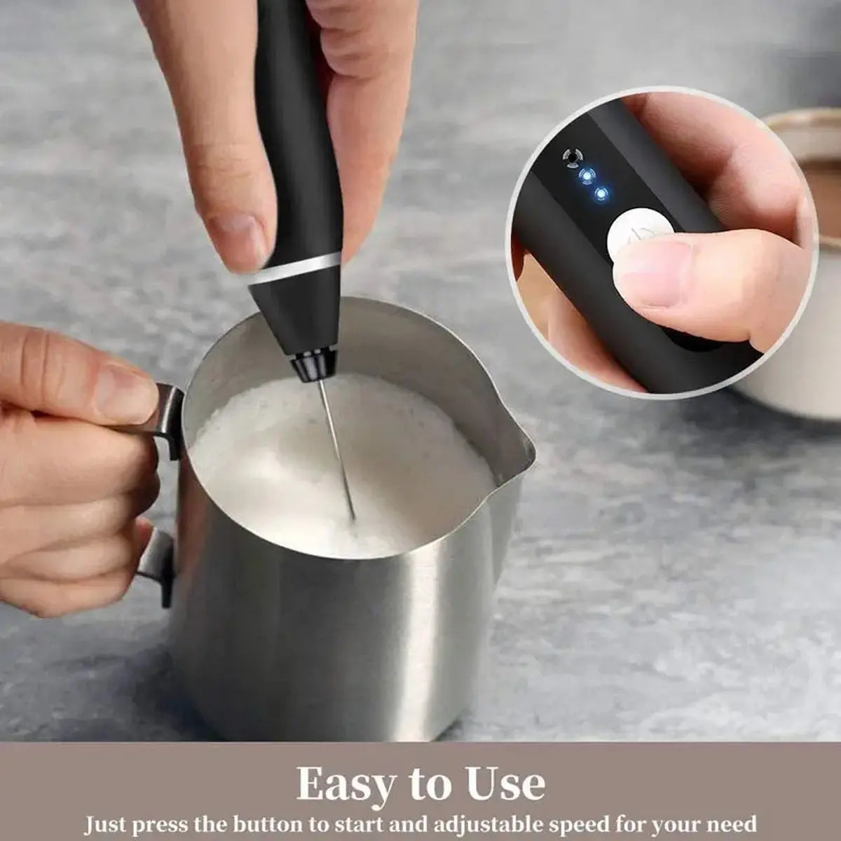 2-in-1 Electric Coffee Frother, USB Rechargeable, Egg Beater, Keep Mixer, Black Wholesale Hub