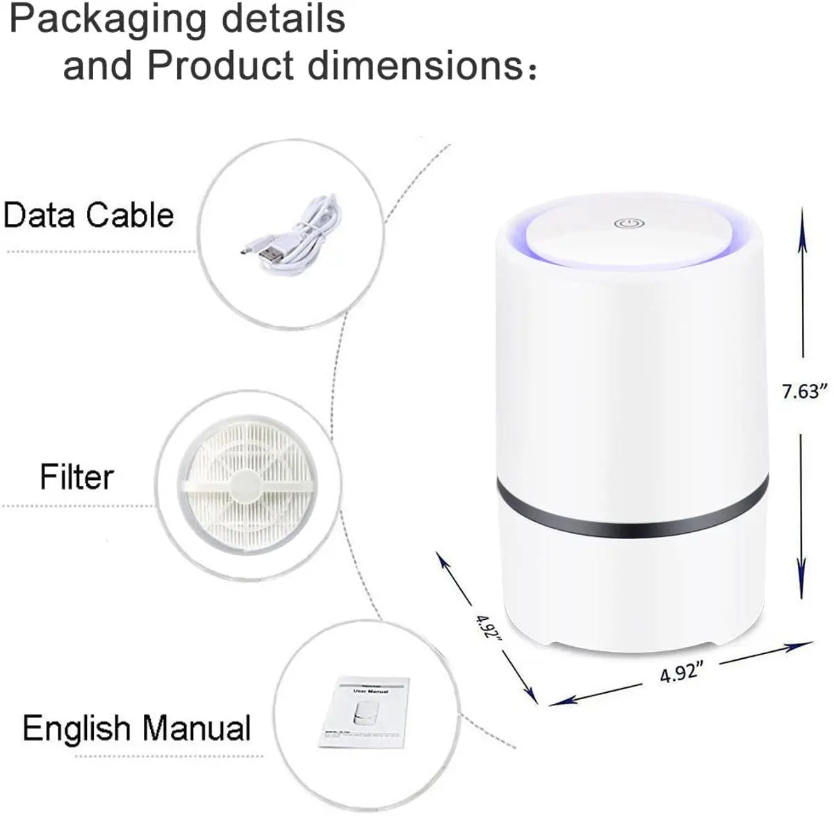 Air purifier - For living room, bedroom, office, and baby's room - Air quality indicator - Effective against dust mites, hay fever, allergies, and dust - Air purifiers - Air purifier Wholesale Hub