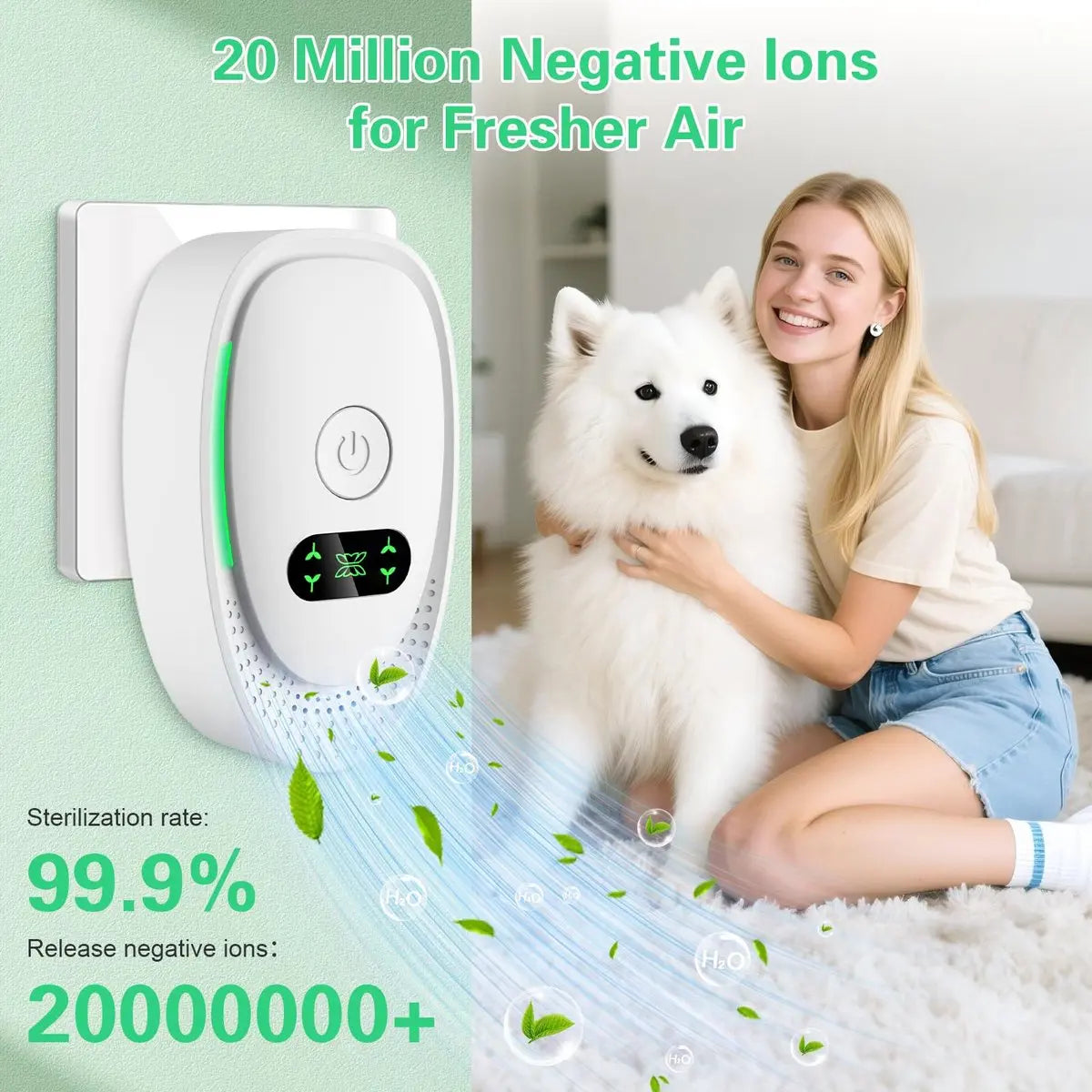 Plug-in Negative Ion Air Purifier (2-Pack) - Mini Portable Negative Ion Generator for Home, Quiet Deodorizer for Pets, Toilet, Office, Bedroom Wholesale Hub