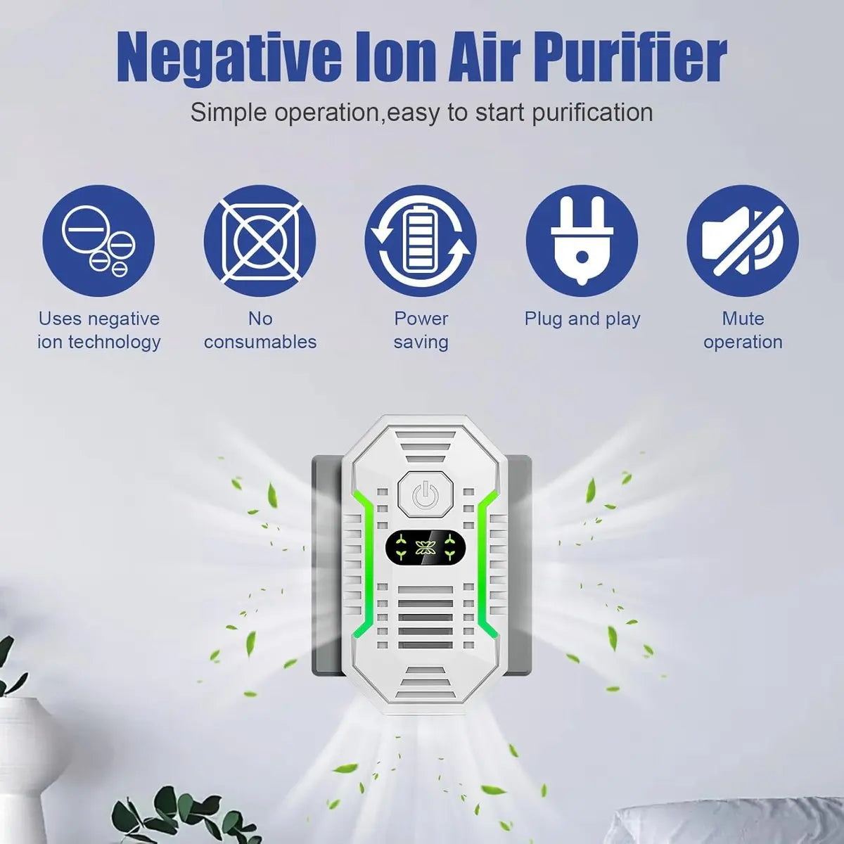 Air purifier - Plug-in negative ion air purifier - Home air purifier - Deodorizer - Ionizer - For pets, bathroom, office, bedroom - Wit Wholesale Hub