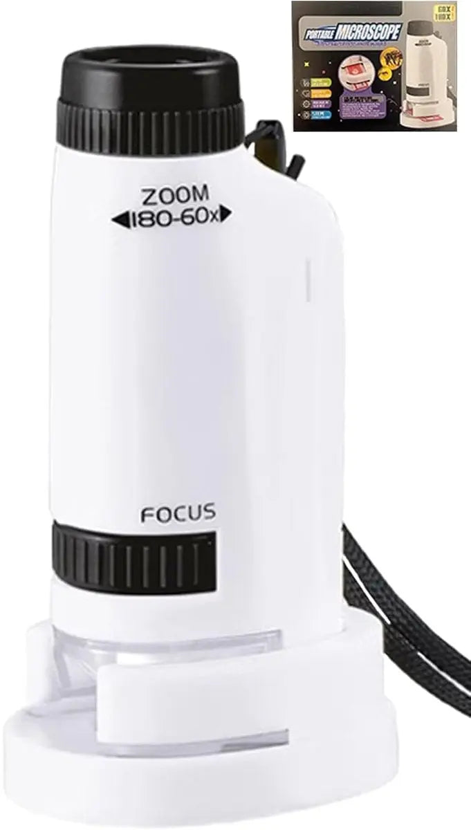 Microscope - Children's Microscope - Portable Pocket Microscope - Mini 60X-180X - Kids Exploration Kit - for Students, Science and Play Wholesale Hub