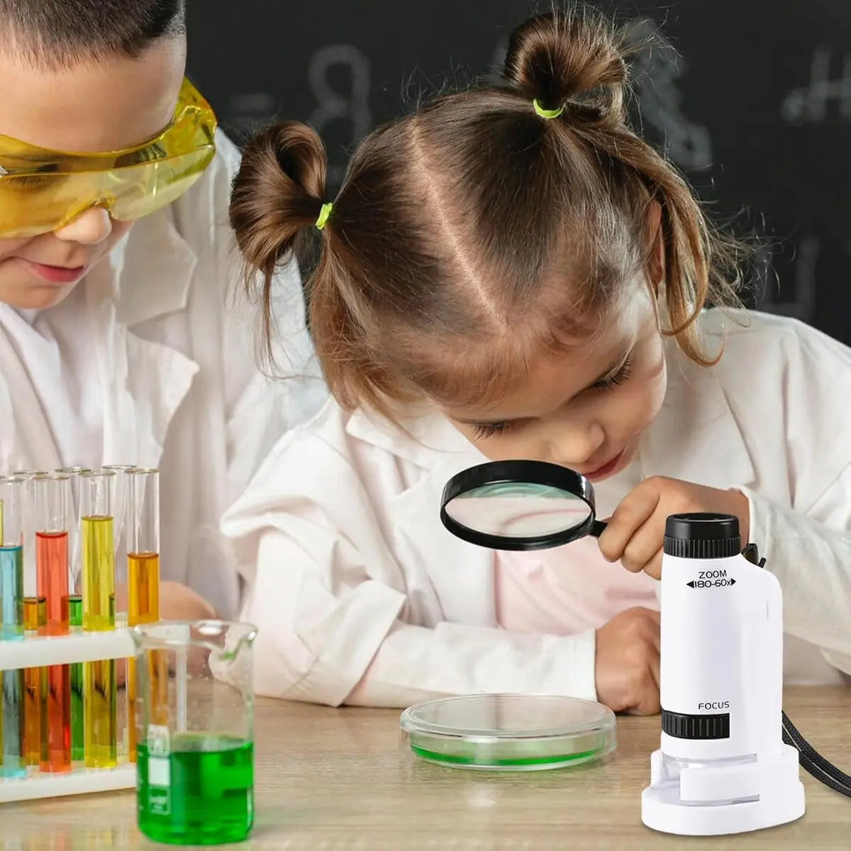 Microscope - Children's Microscope - Portable Pocket Microscope - Mini 60X-180X - Kids Exploration Kit - for Students, Science and Play Wholesale Hub