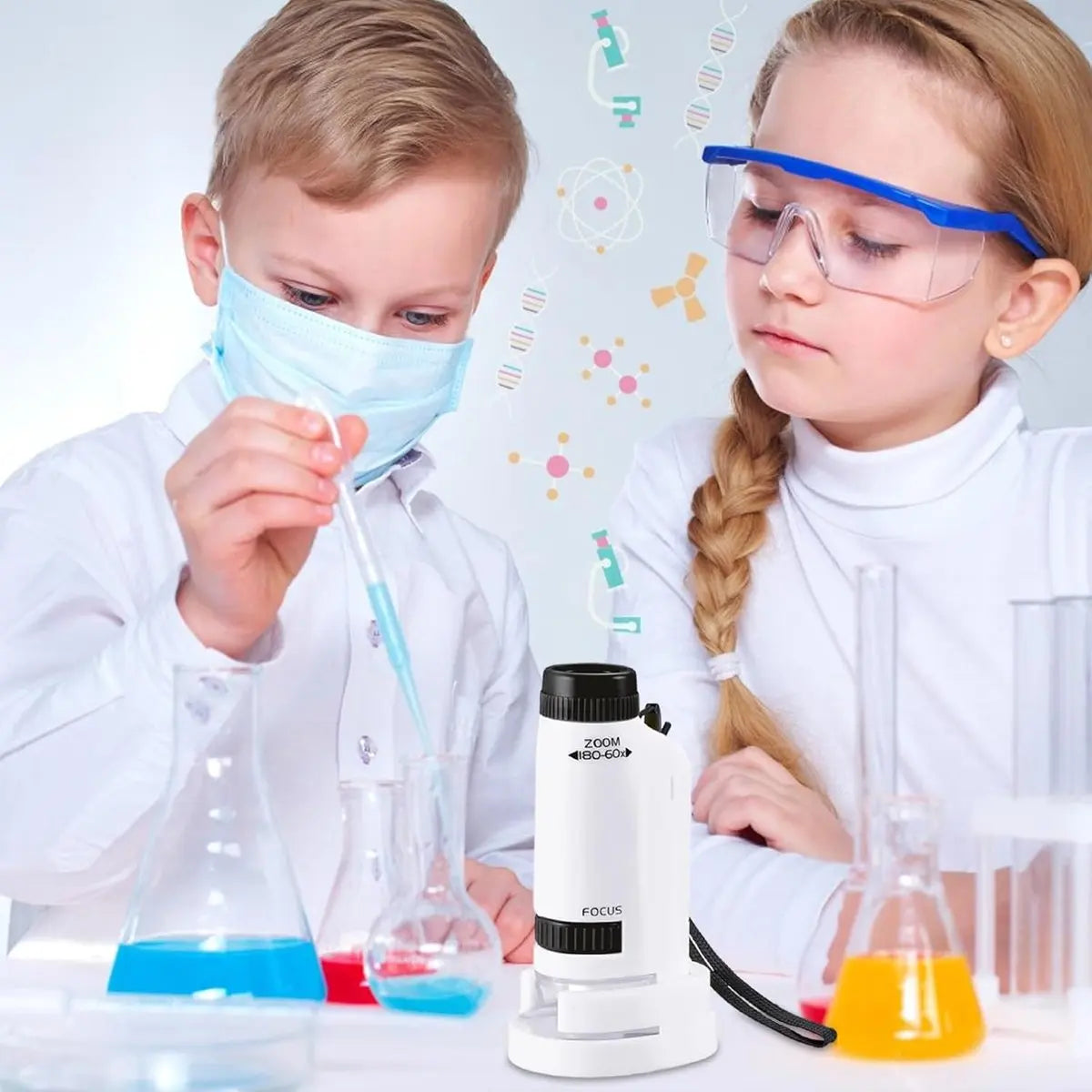 Microscope - Children's Microscope - Portable Pocket Microscope - Mini 60X-180X - Kids Exploration Kit - for Students, Science and Play Wholesale Hub
