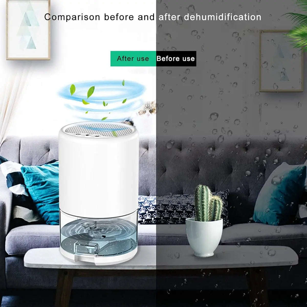 Dehumidifier - Air Dehumidifier - Small Dehumidifier - Smart Sleep Mode - Portable - Ultra Quiet - 3 L/h Dehumidifier - With 1 L Water Tank - Black Wholesale Hub