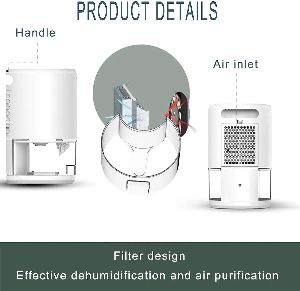 Dehumidifier - Air Dehumidifier - Small Dehumidifier - Smart Sleep Mode - Portable - Ultra Quiet - 3 L/h Dehumidifier - With 1 L Water Tank - Black Wholesale Hub