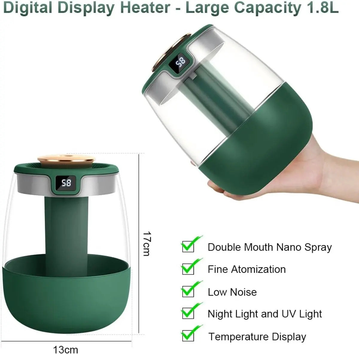 Humidifiers - Bedroom humidifier - Mini humidifier - Children's room humidifier - Humidifier with hygrometer - Humidifier with night light for bedroom - Children's room - Plants - Vegetables Wholesale Hub