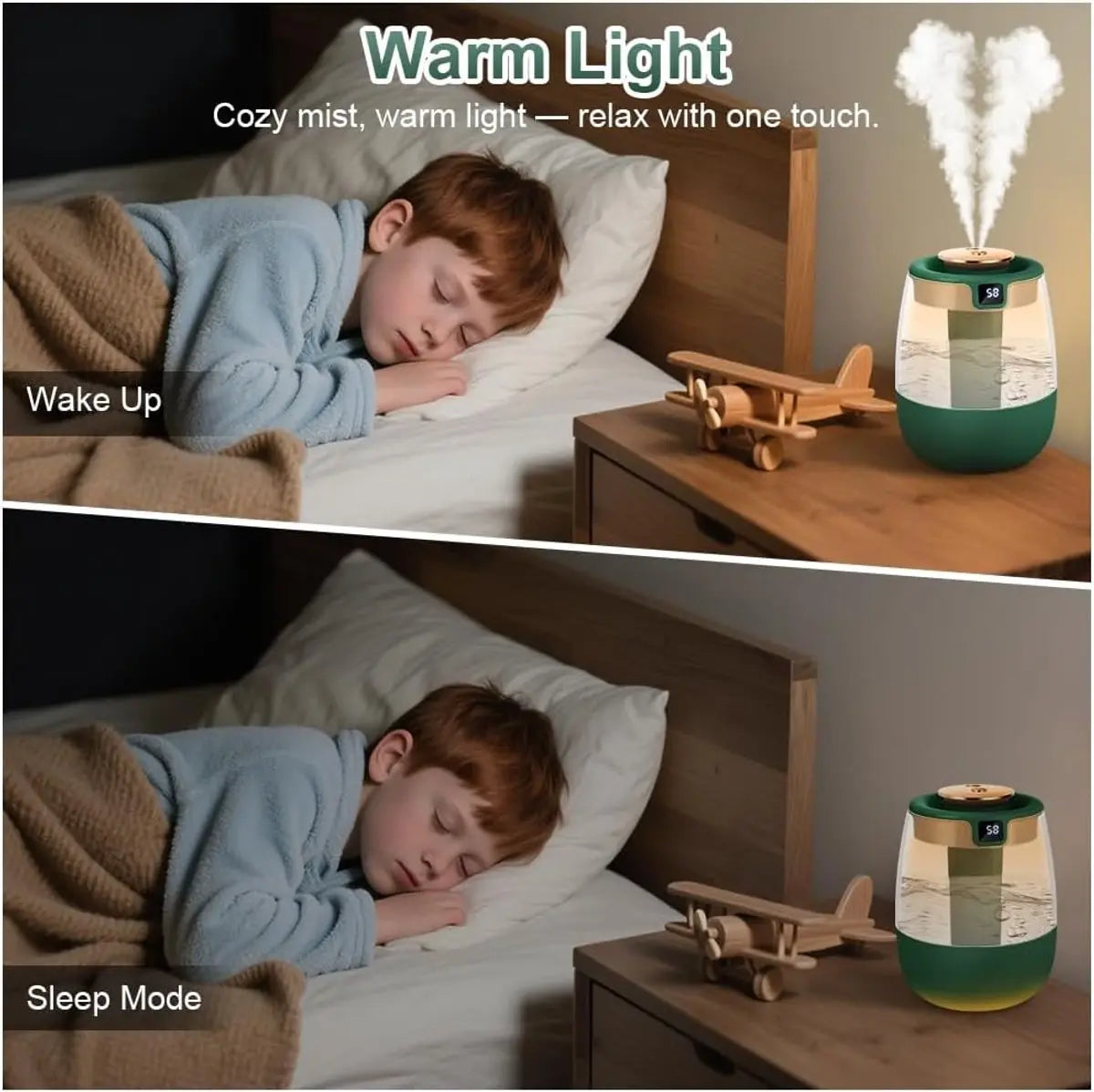 Humidifiers - Bedroom humidifier - Mini humidifier - Children's room humidifier - Humidifier with hygrometer - Humidifier with night light for bedroom - Children's room - Plants - Vegetables Wholesale Hub