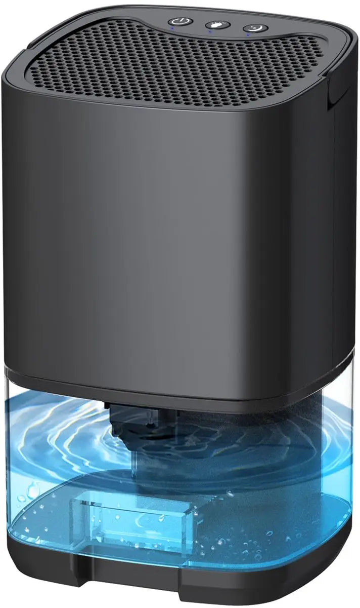 Ultra-quiet smart air dehumidifier - 1L capacity - Dehumidifier for bedroom, bathroom, basement, house - 2 in 1 - Small - Quiet - Black Wholesale Hub