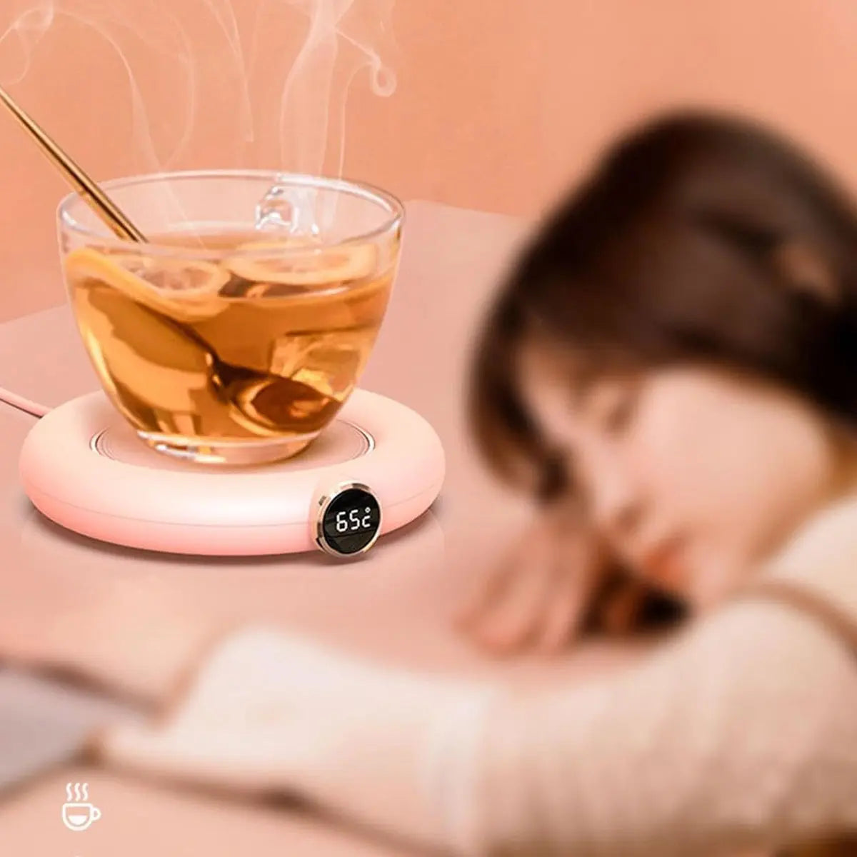 Mug or cup warmer - Heating plate - Coffee cup warmer - Tea cup warmer - Thermal heating plate - Heated coaster - USB coffee warmer for home, office, or desk use - Pink Wholesale Hub