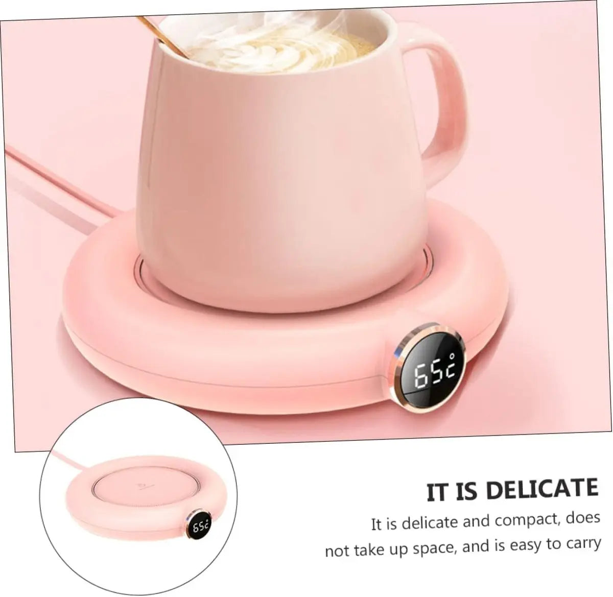 Mug or cup warmer - Heating plate - Coffee cup warmer - Tea cup warmer - Thermal heating plate - Heated coaster - USB coffee warmer for home, office, or desk use - Pink Wholesale Hub