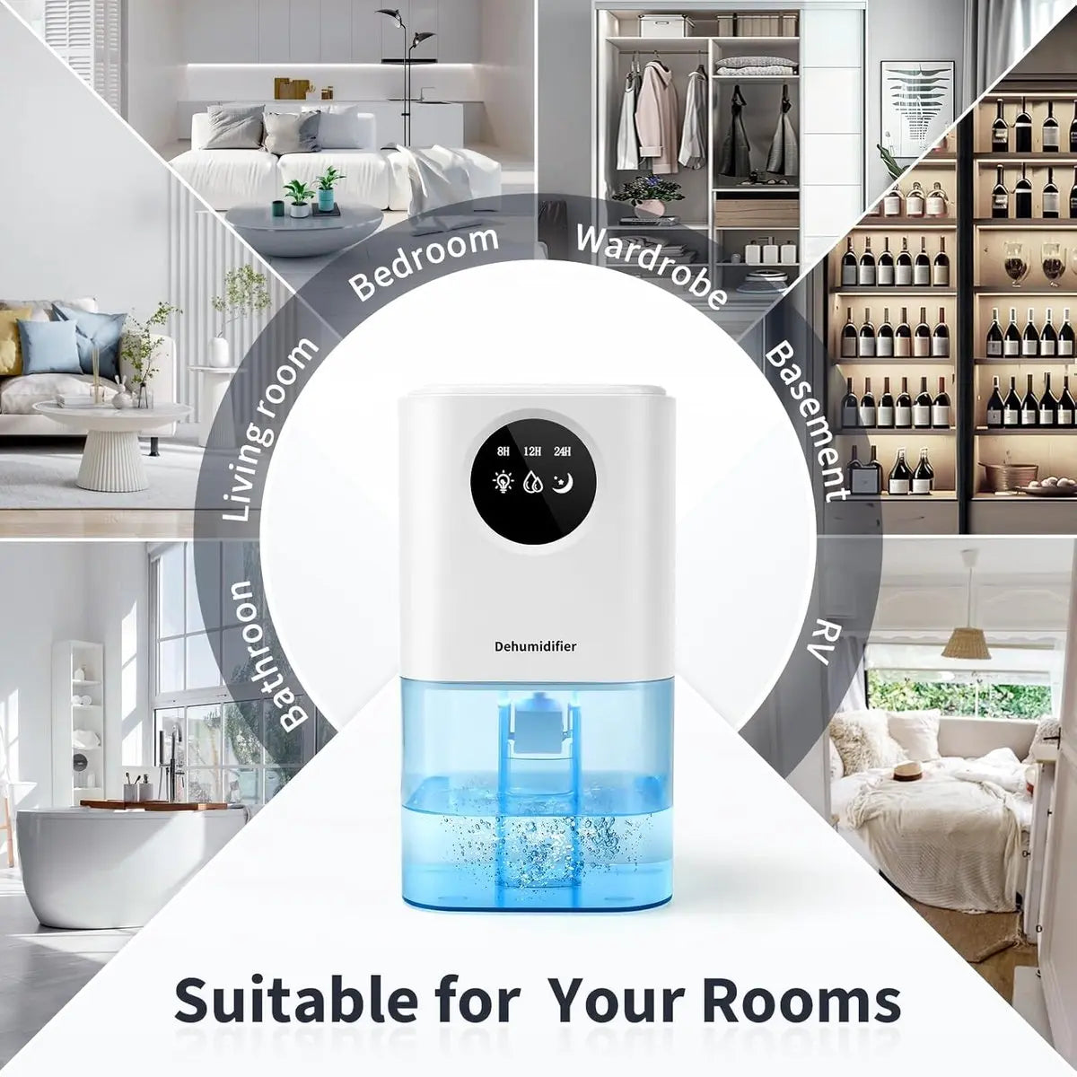 Dehumidifier - Ultra-Quiet Smart Dehumidifier - Home Dehumidifier - Ultra-Quiet Portable Dehumidifier - For Drying Laundry - Dehumidifies Bedrooms, Bathrooms, Wardrobes, and Caravans - White Wholesale Hub